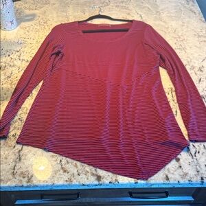 Cut Loose Burgundy Striped Long Sleeve Top